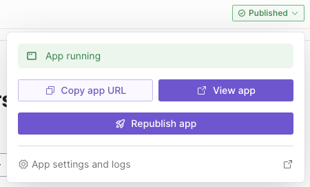 Publish menu